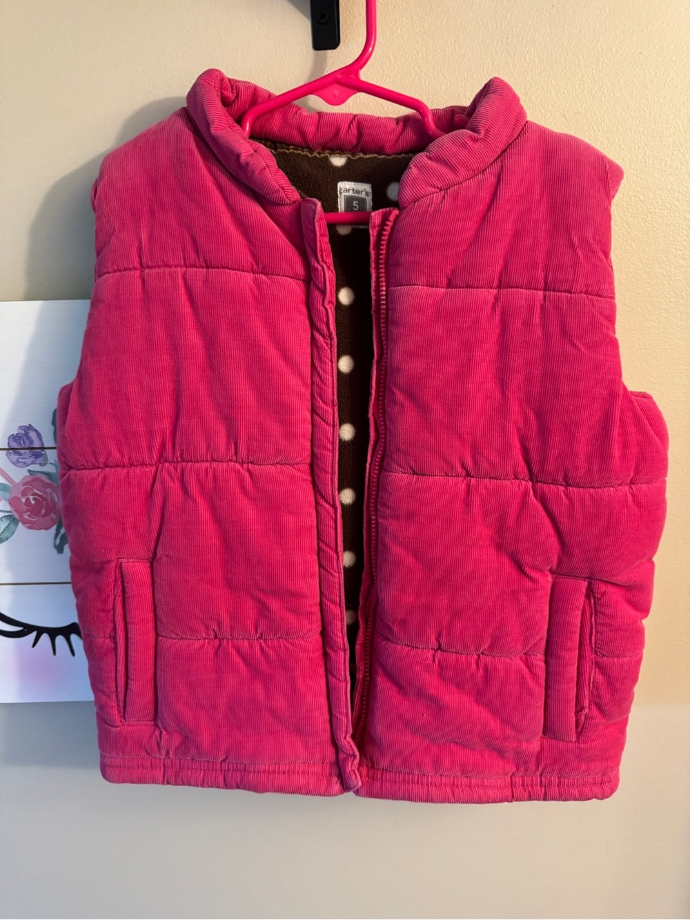 Carter's Hot Pink Quilted Corduroy Vest for Kids